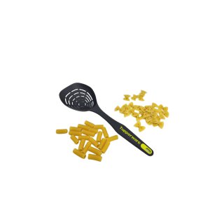 Tupperware Griffbereit Schaumlöffel schwarz / gelb D222 Löffelsieb servieren abschöpfen NEU