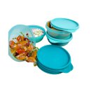 Tupperware Kleine Hitparade 4 x 300 ml hellblau / türkis Dosenset Behälter Schüsseln NEU