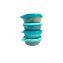 Tupperware Kleine Hitparade 4 x 300 ml hellblau / türkis Dosenset Behälter Schüsseln NEU