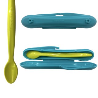 Tupperware Babylöffel türkis /  limette  mit Hülle NEU