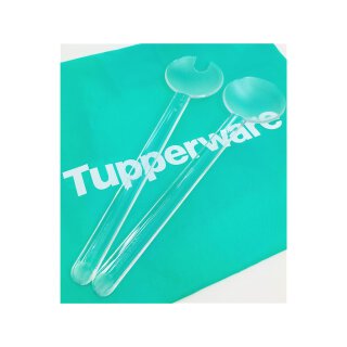Tupperware Set 2 teilig Eleganzia Salatbesteck transparent Glasoptik auftragen servieren Diamant NEU
