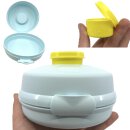 Tupperware Semmelrunde Hamburger Lunchbox mit Dressingbehälter hellblau / gelb Soße zum Mitnehmen Bagel Brötchen Salat NEU