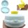 Tupperware Semmelrunde Hamburger Lunchbox mit Dressingbehälter hellblau / gelb Soße zum Mitnehmen Bagel Brötchen Salat NEU