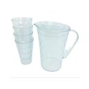 Tupperware Diamant Kanne 2 l + 4 Trinkbecher 475 ml Glasoptik transparent Getränke servieren NEU