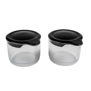 Tupperware Set 2 x Tupper Time 250 ml  Zuckerstreuer Milch Sahne Marmelade Dips Kippdeckel schwarz / transparent NEU