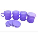 Tupperware Set 4 x  Trinkbecher mit Deckel lila 330 ml Kühlschrank servieren NEU