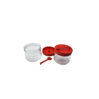 Tupperware Set 2 x Manhattan 580 ml rot / transparent Vorratsdose mit Löffel  NEU