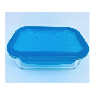 Tupperware Glasschale mit Deckel 1,5 l  türkis  transparent Borosilikatglas backofengeeignet Vorratsbehälter NEU