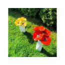 Keramikblume HANDMADE D 10-12 cm rot mit Metallstab rostfrei getöpfert Blüten Garten Deko Stecker Geschenk