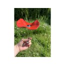 Keramikblume HANDMADE E 12-15 cm rot mit Metallstab rostfrei getöpfert Blüten Blumenwiese