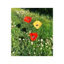 Keramikblume HANDMADE E 12-15 cm rot mit Metallstab rostfrei getöpfert Blüten Blumenwiese