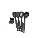 Tupperware Set Küchenhelfer schwarz mit Wandbefesting zum Einhängen Kelle, Rühr-, Schaum- und Servierlöffel NEU