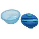 Tupperware Salat to Go blau/ hellblau 1,5 l + Besteck + Dressingbehälter  unterwegs zum mitnehmen NEU