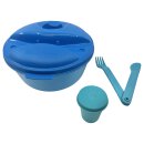 Tupperware Salat to Go blau/ hellblau 1,5 l + Besteck + Dressingbehälter  unterwegs zum mitnehmen NEU