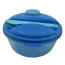 Tupperware Salat to Go blau/ hellblau 1,5 l + Besteck + Dressingbehälter  unterwegs zum mitnehmen NEU