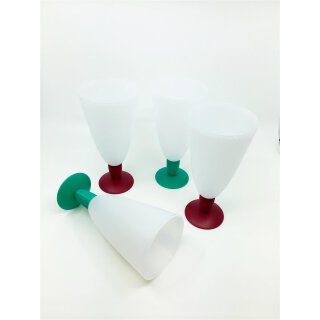 Tupperware Set Eisbecher Junge Welle weiß  4 x 500 ml Cocktail Eis Getränke Becher Stiel brombeer / grün NEU