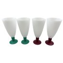 Tupperware Set Eisbecher Junge Welle weiß  4 x 500 ml Cocktail Eis Getränke Becher Stiel brombeer / grün NEU