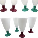 Tupperware Set Eisbecher Junge Welle weiß  4 x 500 ml Cocktail Eis Getränke Becher Stiel brombeer / grün NEU
