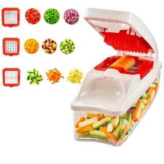 Tupperware Super Dicer Gemüseschneider – Multischneider mit 3 Einsätzen für Würfel, Stifte & Scheiben – QuickBladez + Auffangbehälter 700 ml