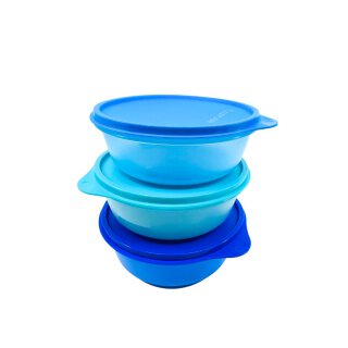 Tupperware Große Hitparade 3x 600 ml blau Servierschale Schüssel Set Dosen NEU