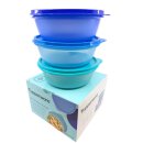 Tupperware Große Hitparade 3x 600 ml blau Servierschale Schüssel Set Dosen NEU