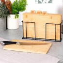 Bambus Schneidebrett Set mit Metallständer – 4 Holz Schneidebretter für Küche & Haushalt