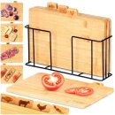 Bambus Schneidebrett Set mit Metallständer – 4 Holz Schneidebretter für Küche & Haushalt