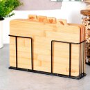 Bambus Schneidebrett Set mit Metallständer – 4 Holz Schneidebretter für Küche & Haushalt