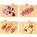 Bambus Schneidebrett Set mit Metallständer – 4 Holz Schneidebretter für Küche & Haushalt