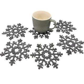 Filz Untersetzer Schneeflocke – 6er Set, Grau