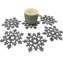 Filz Untersetzer Schneeflocke – 6er Set, Grau