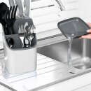 Besteckabtropfer Grau – Praktischer Küchenorganizer mit 3 Fächern & abnehmbarer Tropfschale