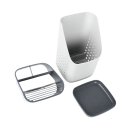 Besteckabtropfer Grau – Praktischer Küchenorganizer mit 3 Fächern & abnehmbarer Tropfschale